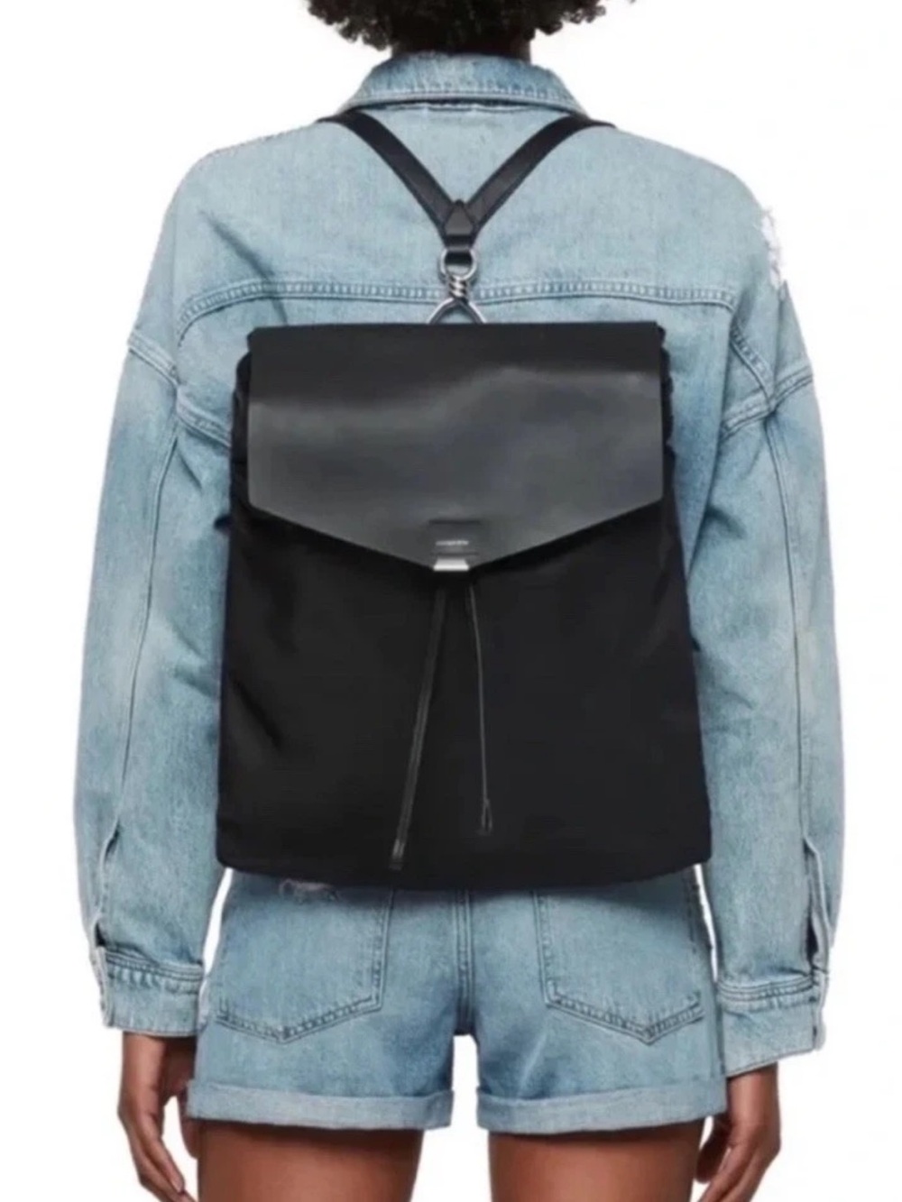 AllSaints Black Leather and Nylon Harness Commuter Backpack